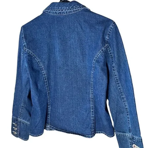 Caribbean Joe Denim Blazer Jacket Sz M - Picture 2 of 7